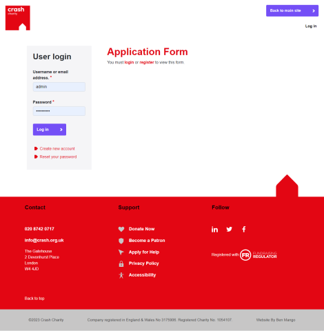 CRASH Online Application Form